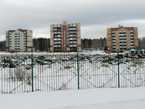 Дом №5, окончание работ по утеплению и облицовке фасада керамогранитом, февраль 2015 г.