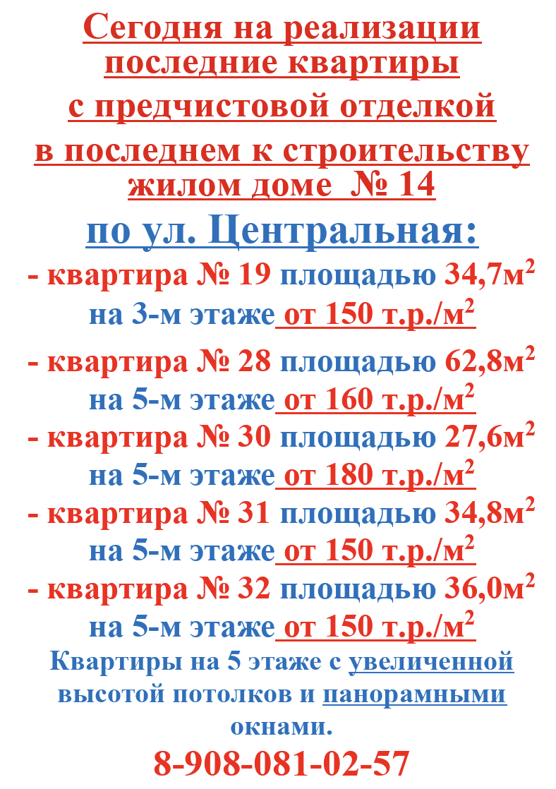 Квартиры в жилом доме №14