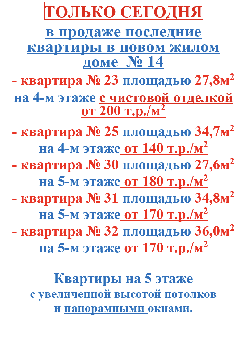 Квартиры в жилом доме №14
